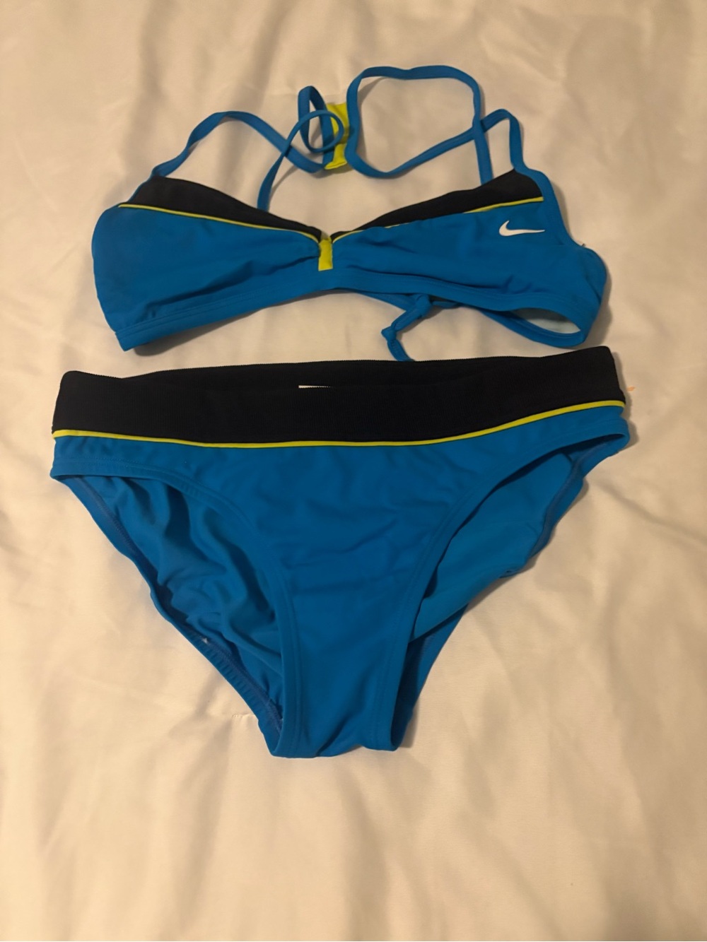 Nike Blue & Navy Women's Athletic Bikini with Yellow Trim